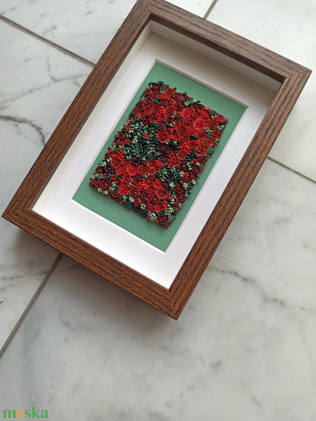 Piros virágtenger - 3D gyurma kép (S) - otthon & életmód - dekoráció - kép & falikép - 3d képek - Meska.hu