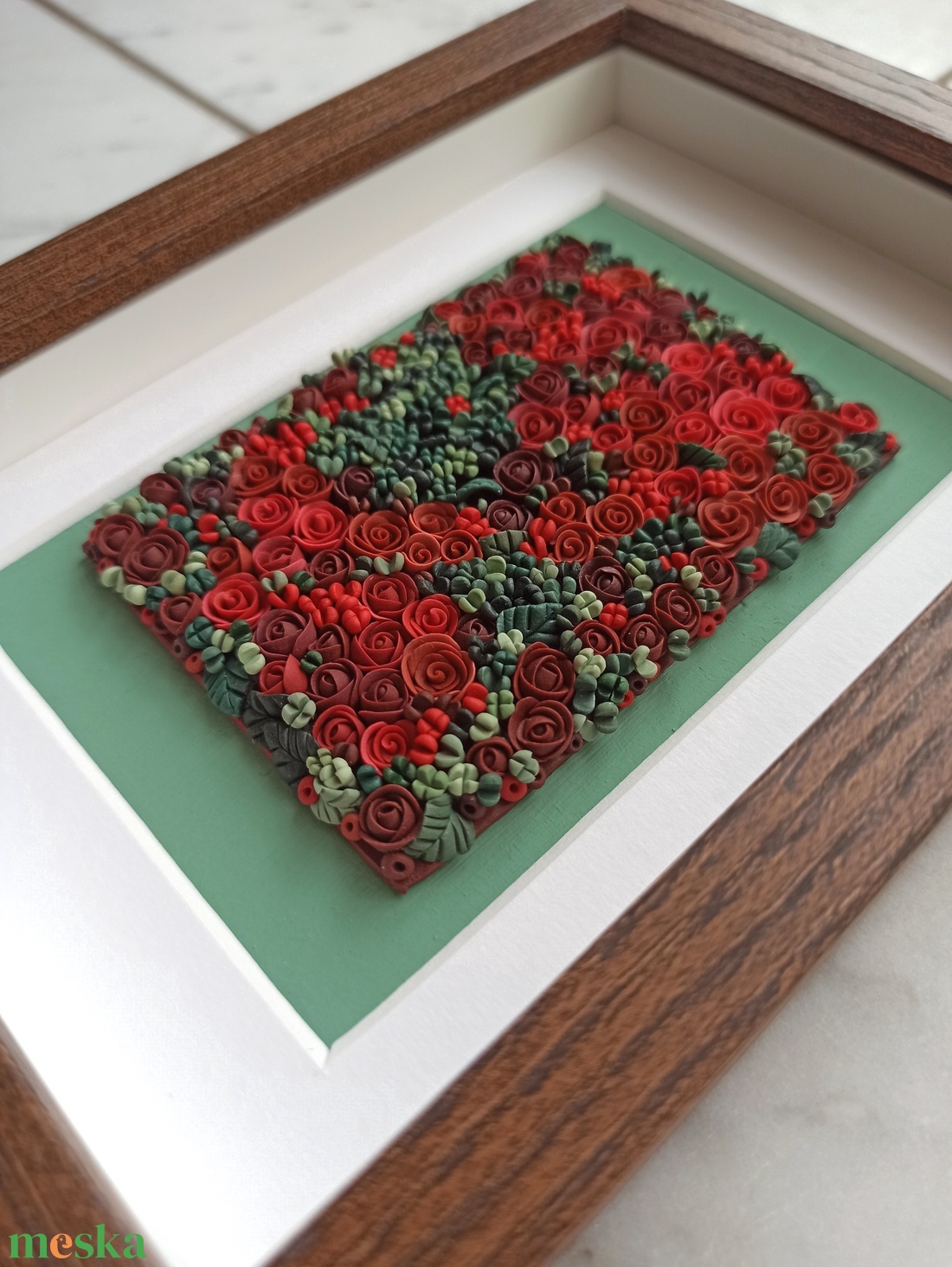 Piros virágtenger - 3D gyurma kép (S) - otthon & életmód - dekoráció - kép & falikép - 3d képek - Meska.hu