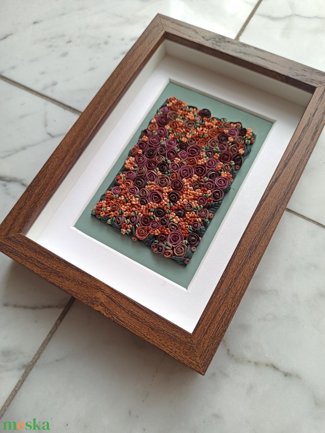 Lila-barack virágtenger - 3D gyurma kép (S) - otthon & életmód - dekoráció - kép & falikép - 3d képek - Meska.hu