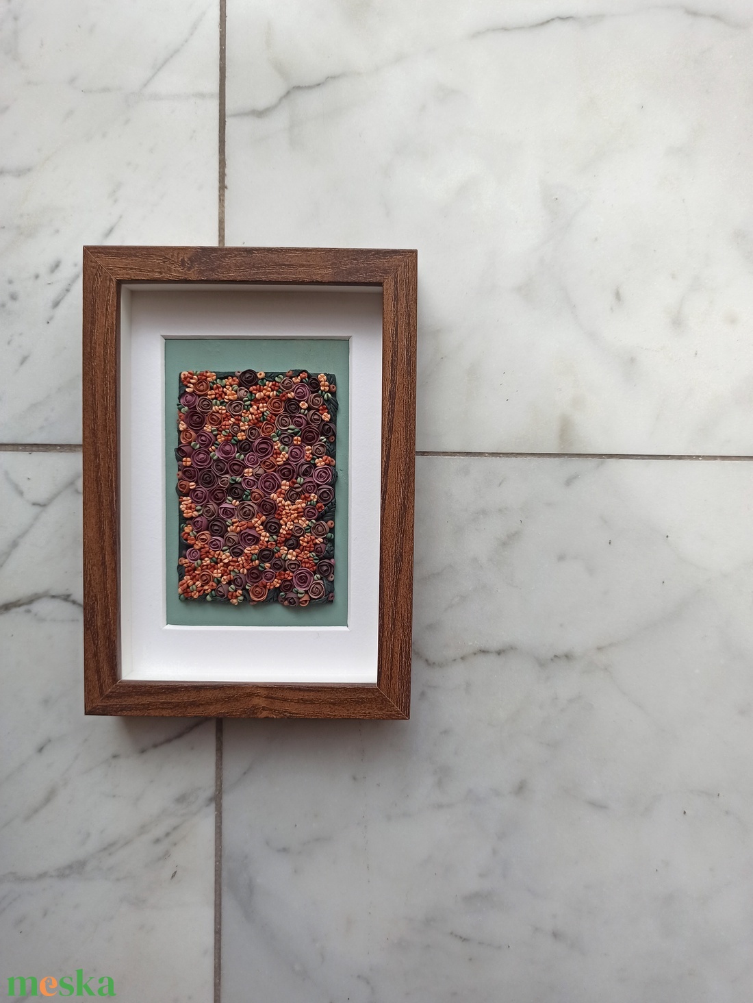 Lila-barack virágtenger - 3D gyurma kép (S) - otthon & életmód - dekoráció - kép & falikép - 3d képek - Meska.hu