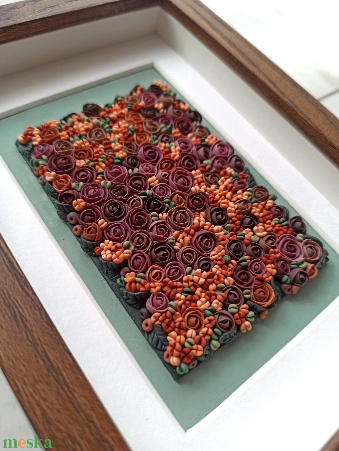 Lila-barack virágtenger - 3D gyurma kép (S) - otthon & életmód - dekoráció - kép & falikép - 3d képek - Meska.hu