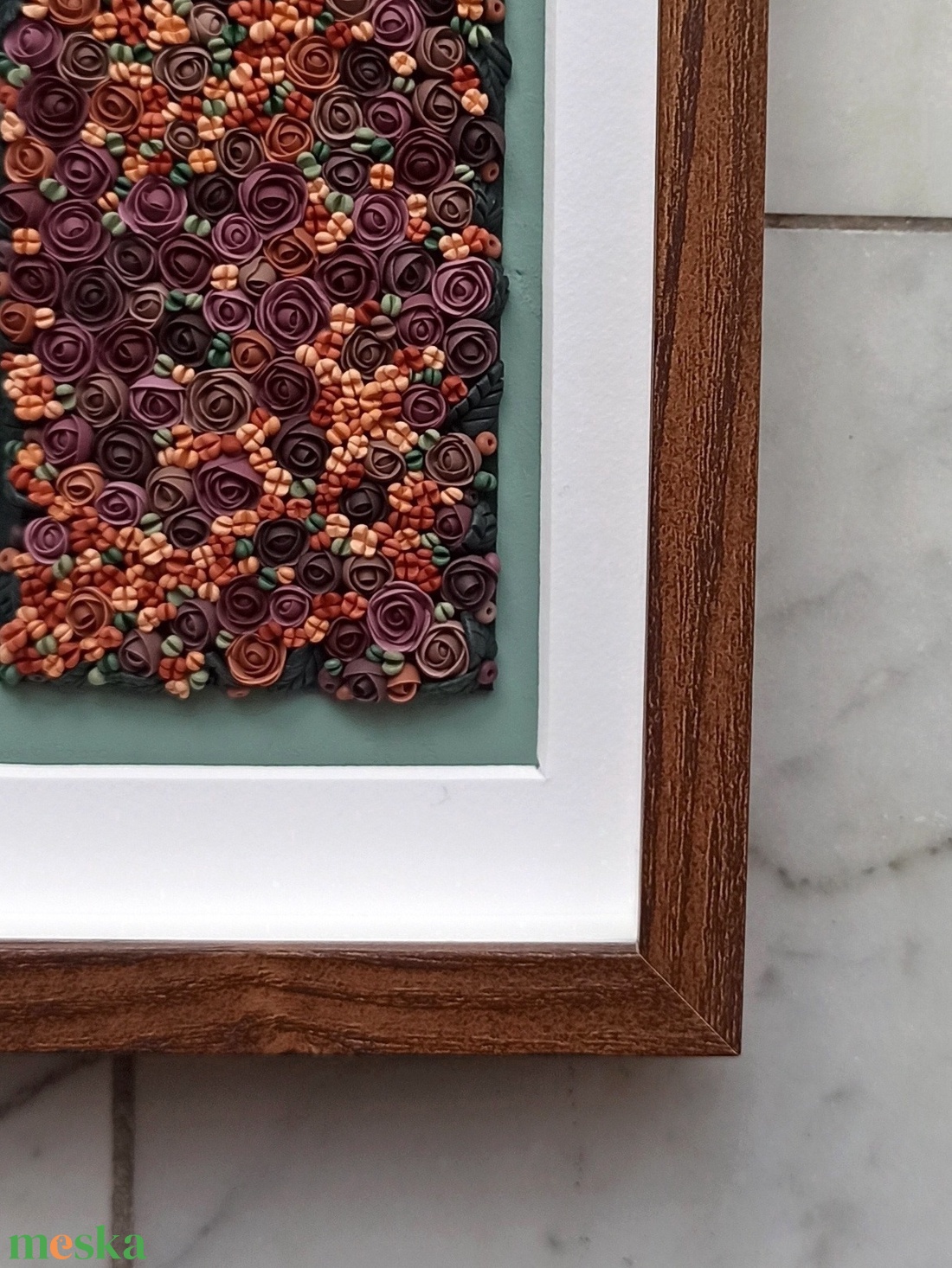 Lila-barack virágtenger - 3D gyurma kép (S) - otthon & életmód - dekoráció - kép & falikép - 3d képek - Meska.hu