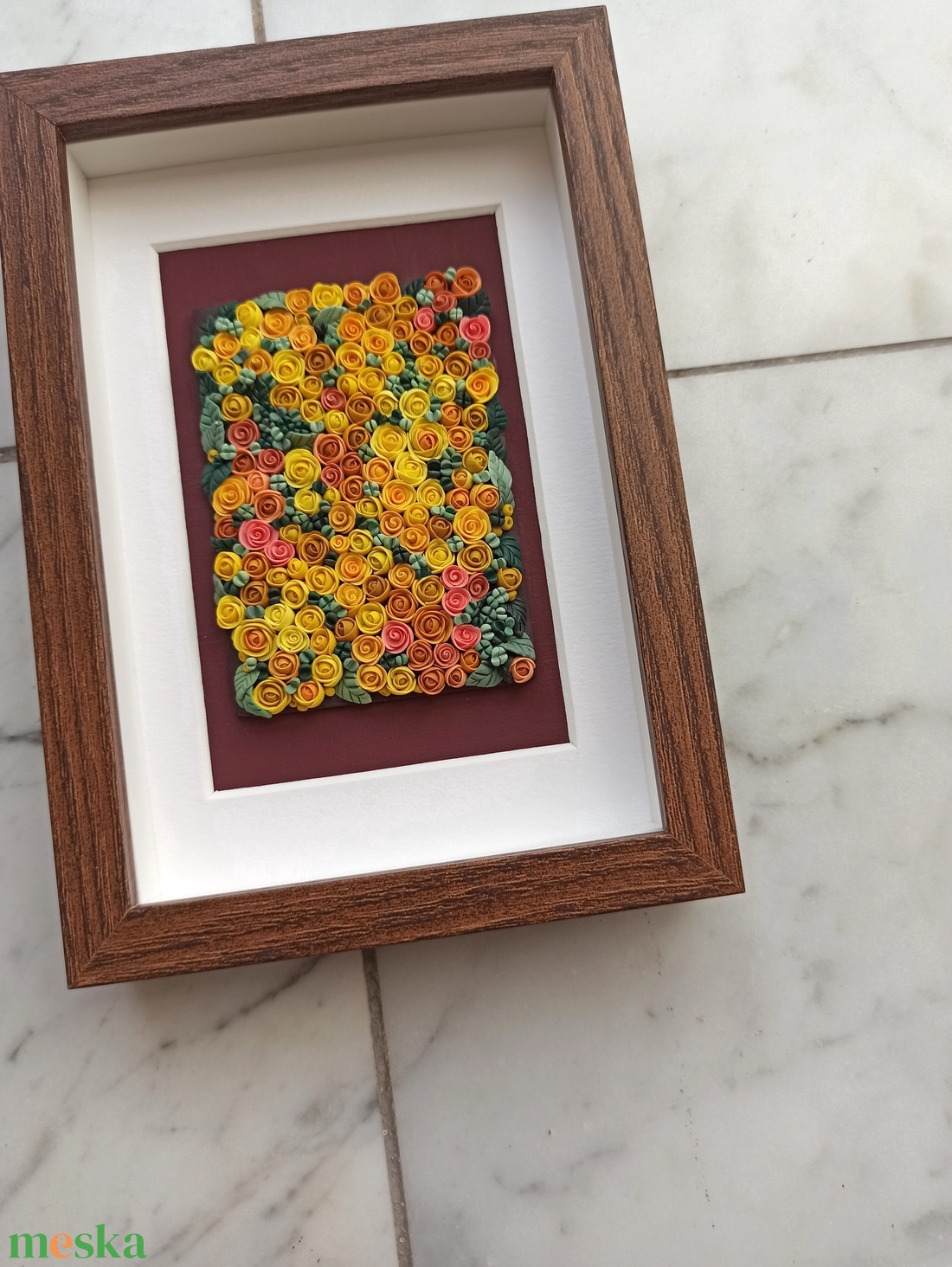 Sárga virágtenger - 3D gyurma kép (S) - otthon & életmód - dekoráció - kép & falikép - 3d képek - Meska.hu