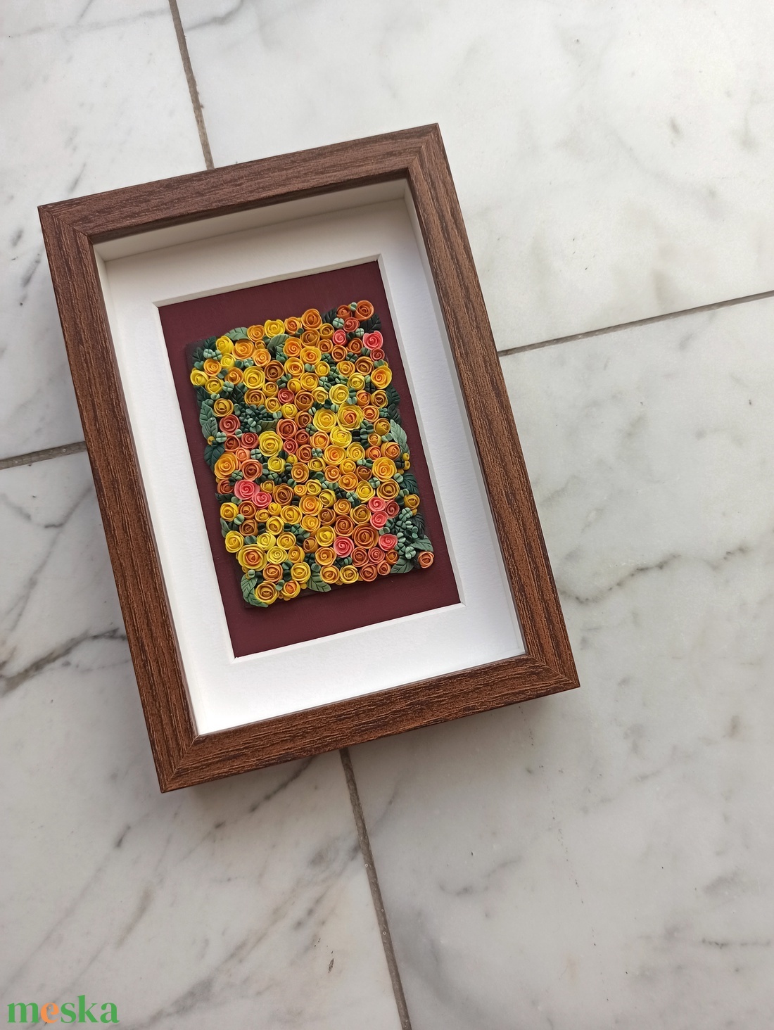 Sárga virágtenger - 3D gyurma kép (S) - otthon & életmód - dekoráció - kép & falikép - 3d képek - Meska.hu