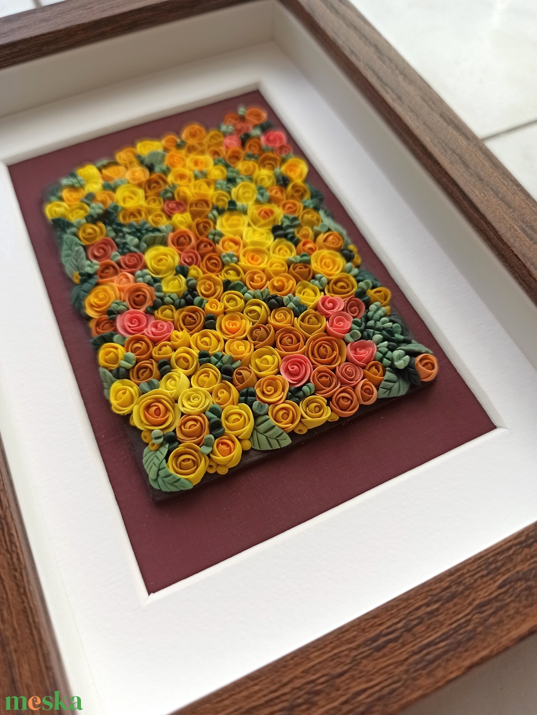 Sárga virágtenger - 3D gyurma kép (S) - otthon & életmód - dekoráció - kép & falikép - 3d képek - Meska.hu