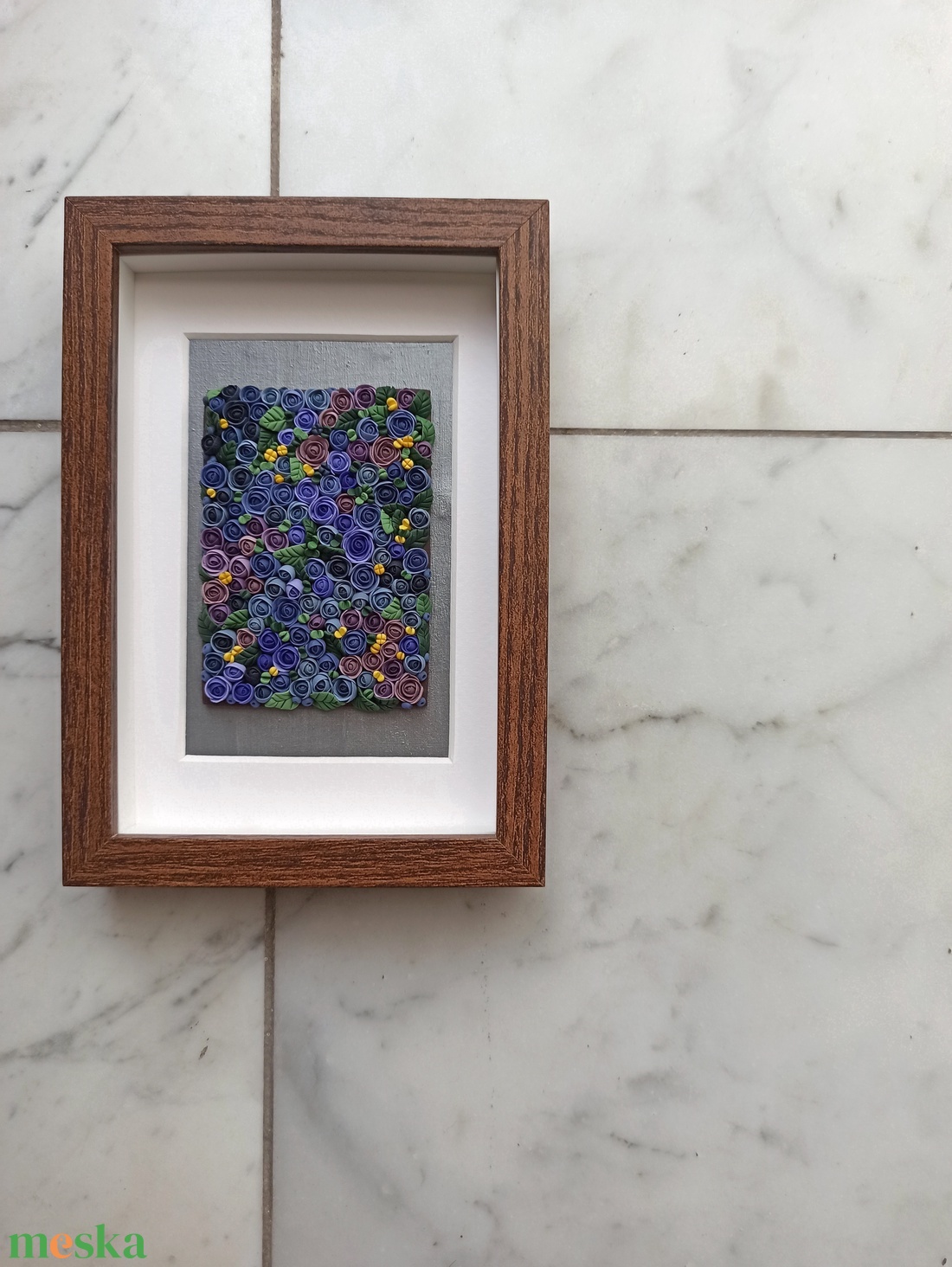 Indigó virágtenger - 3D gyurma kép (S) - otthon & életmód - dekoráció - kép & falikép - 3d képek - Meska.hu