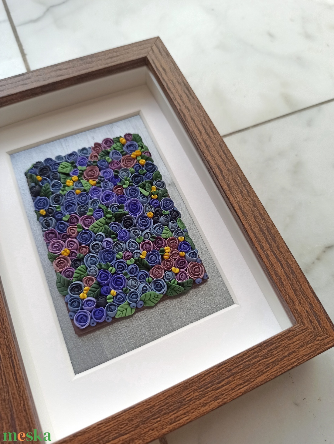 Indigó virágtenger - 3D gyurma kép (S) - otthon & életmód - dekoráció - kép & falikép - 3d képek - Meska.hu