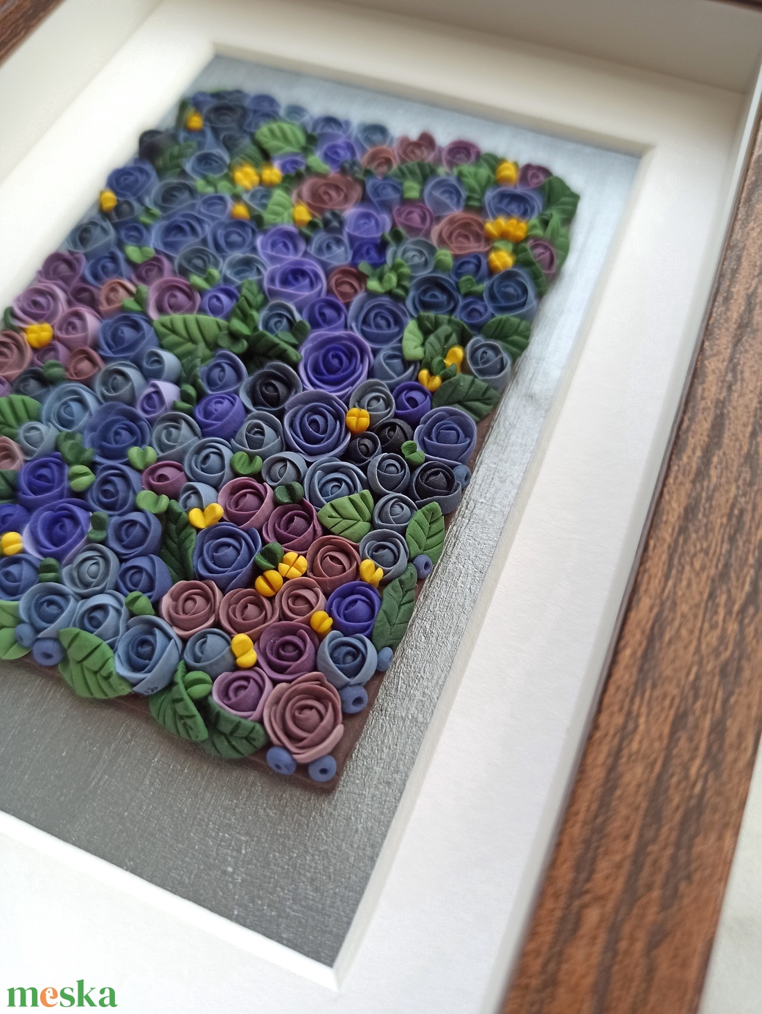 Indigó virágtenger - 3D gyurma kép (S) - otthon & életmód - dekoráció - kép & falikép - 3d képek - Meska.hu