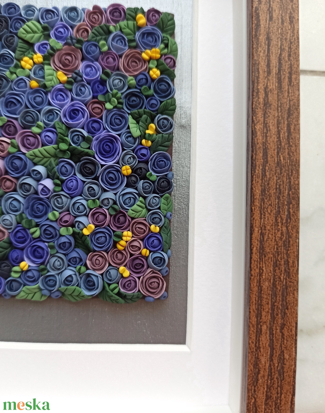 Indigó virágtenger - 3D gyurma kép (S) - otthon & életmód - dekoráció - kép & falikép - 3d képek - Meska.hu