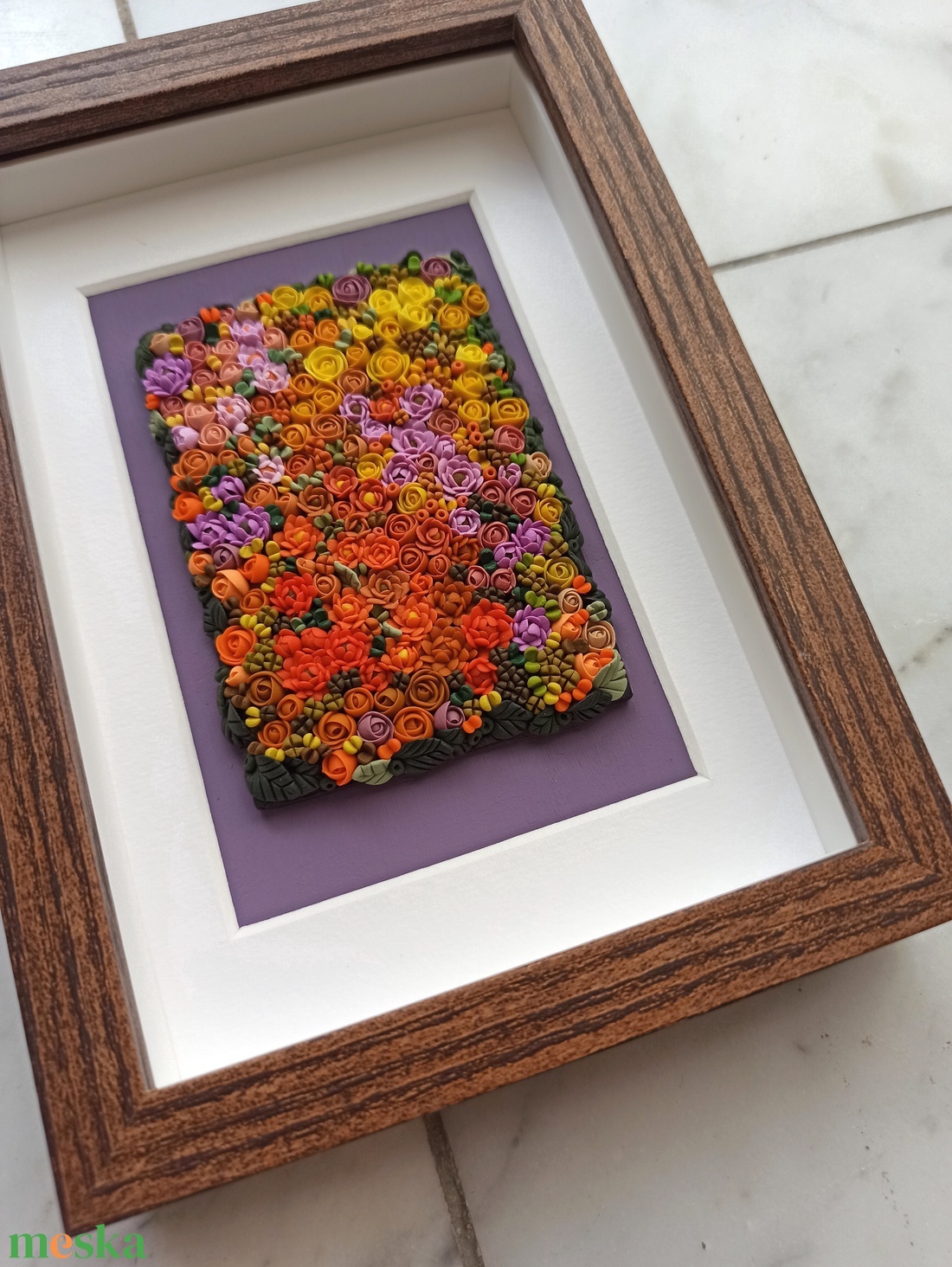 Narancs virágtenger - 3D gyurma kép (S) - otthon & életmód - dekoráció - kép & falikép - 3d képek - Meska.hu