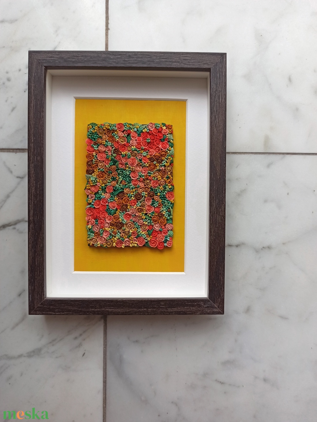 Rózsaszín-sárga virágtenger - 3D gyurma kép (M) - otthon & életmód - dekoráció - kép & falikép - 3d képek - Meska.hu