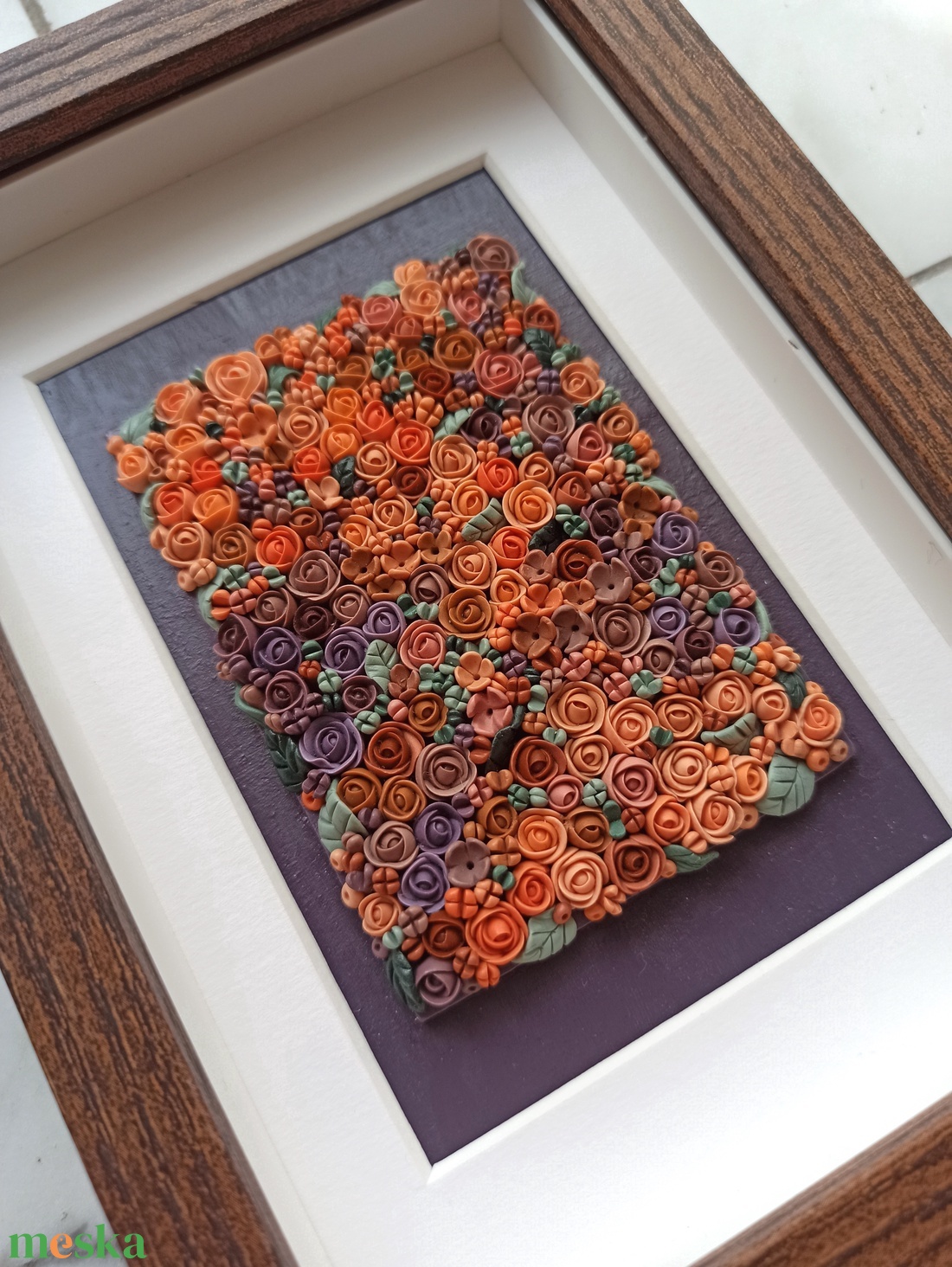 Lila-barack virágtenger - 3D gyurma kép (S) - otthon & életmód - dekoráció - kép & falikép - 3d képek - Meska.hu