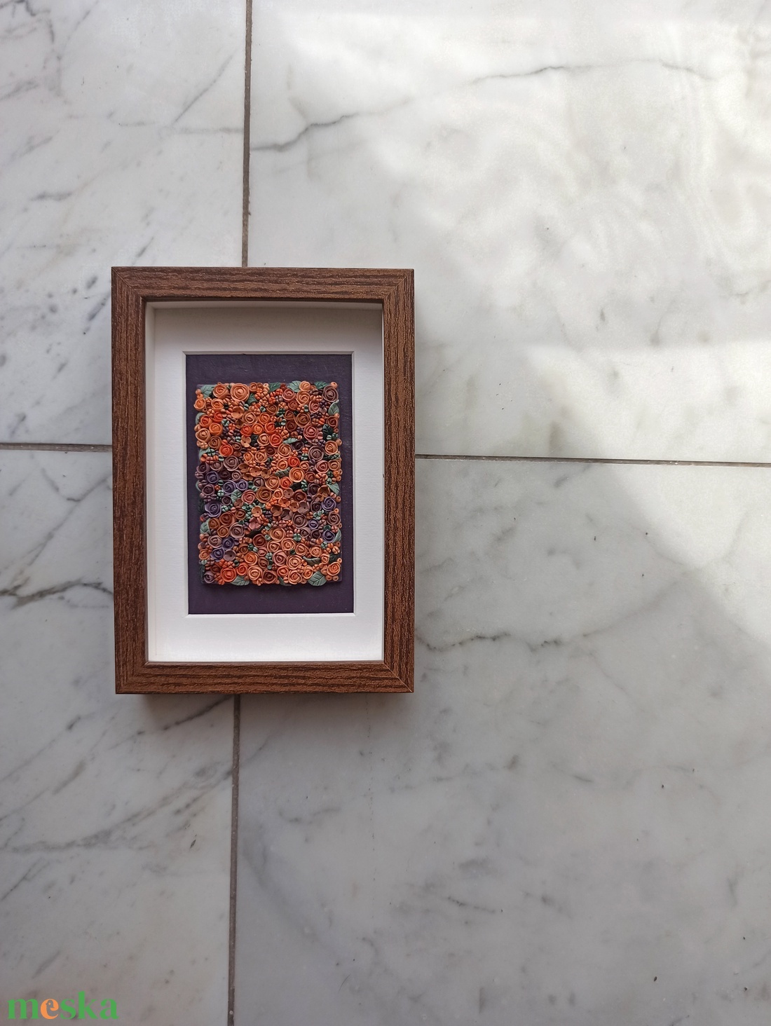 Lila-barack virágtenger - 3D gyurma kép (S) - otthon & életmód - dekoráció - kép & falikép - 3d képek - Meska.hu