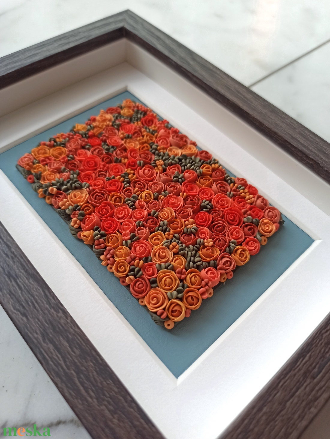 Tüzes virágtenger - 3D gyurma kép (S) - otthon & életmód - dekoráció - kép & falikép - 3d képek - Meska.hu