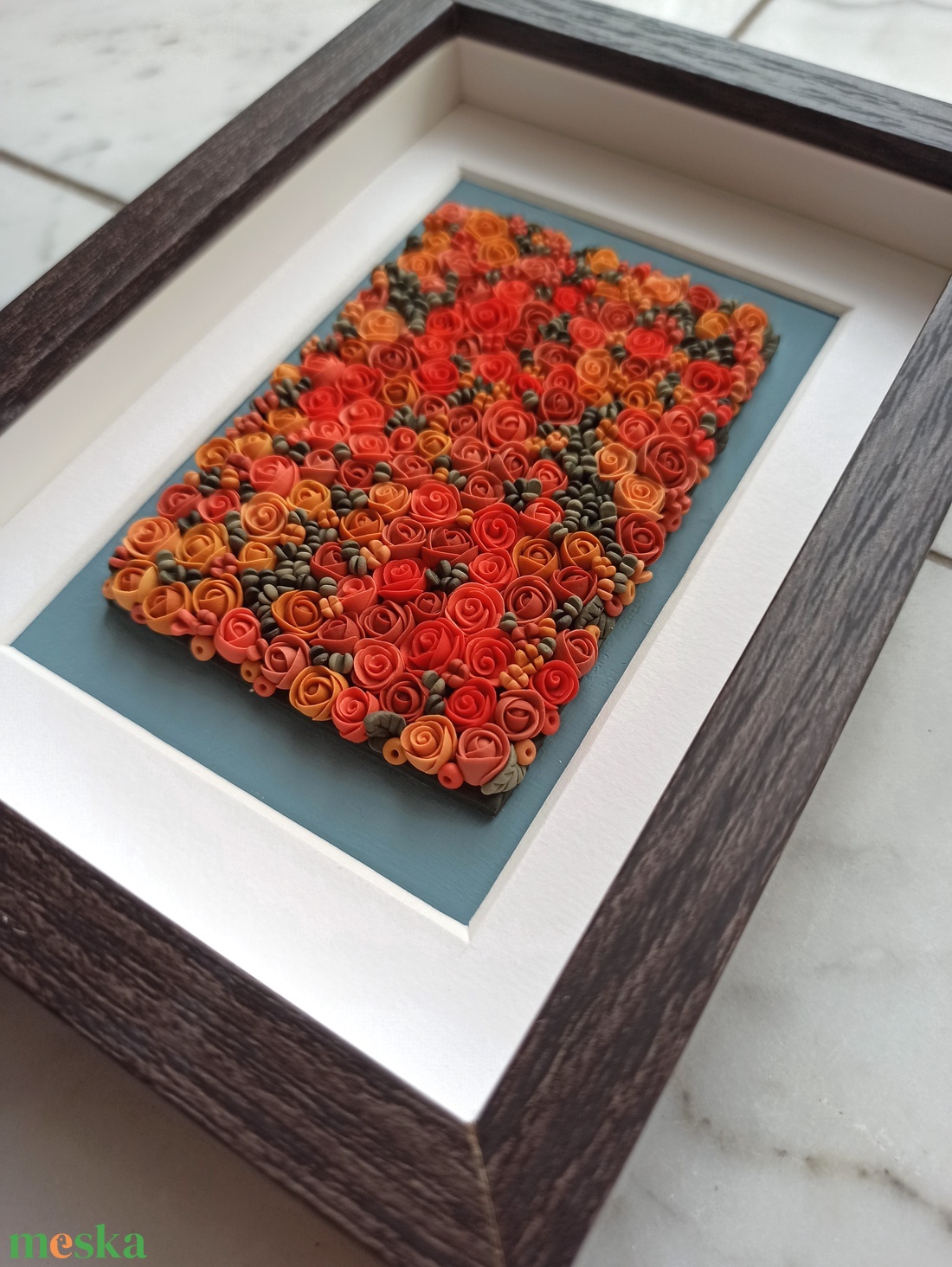 Tüzes virágtenger - 3D gyurma kép (S) - otthon & életmód - dekoráció - kép & falikép - 3d képek - Meska.hu