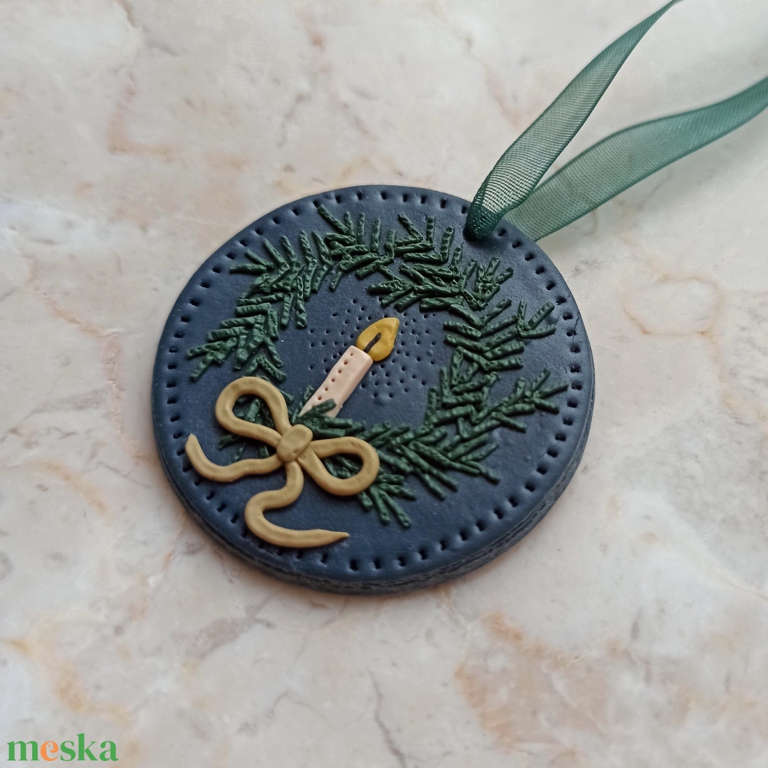 Gyurma karácsonyfadísz - koszorú - karácsony - karácsonyi lakásdekoráció - karácsonyfadíszek - Meska.hu