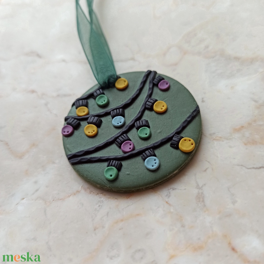 Gyurma karácsonyfadísz - égősor - karácsony - karácsonyi lakásdekoráció - karácsonyfadíszek - Meska.hu