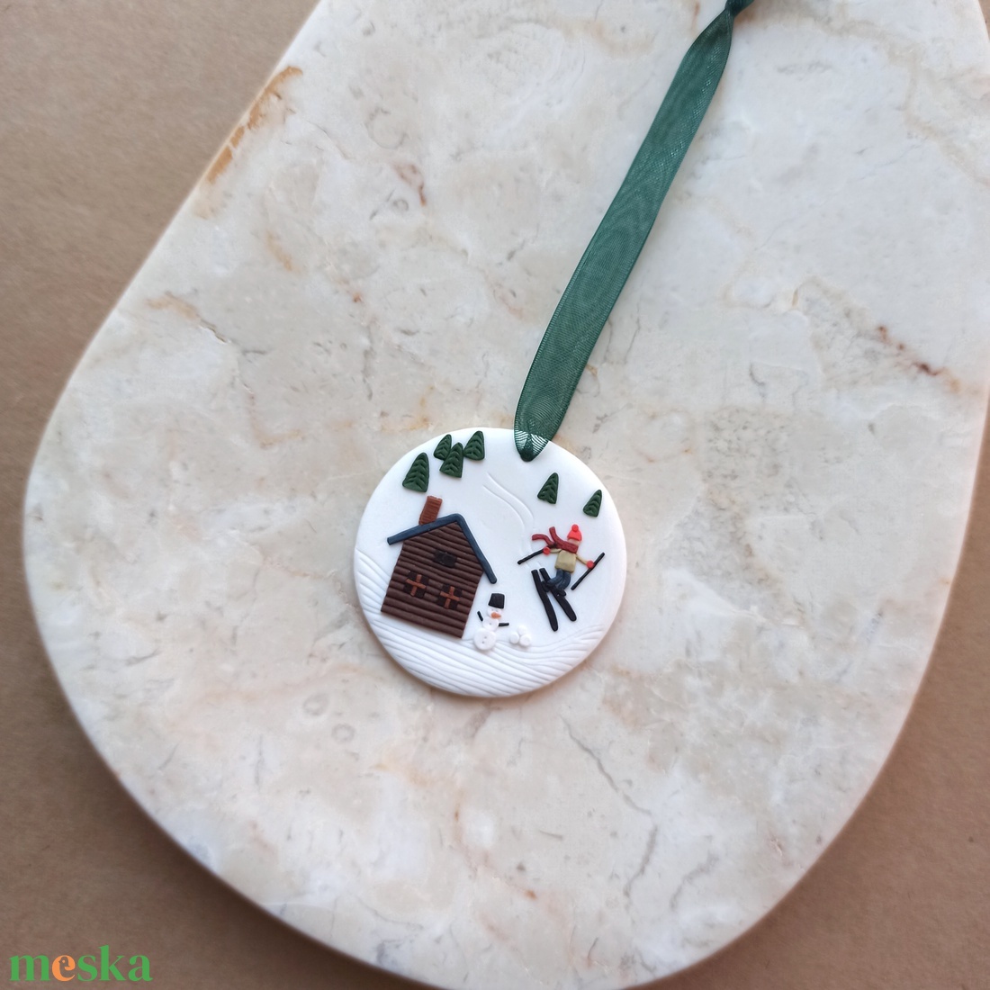 Gyurma karácsonyfadísz - téli táj - karácsony - karácsonyi lakásdekoráció - karácsonyfadíszek - Meska.hu