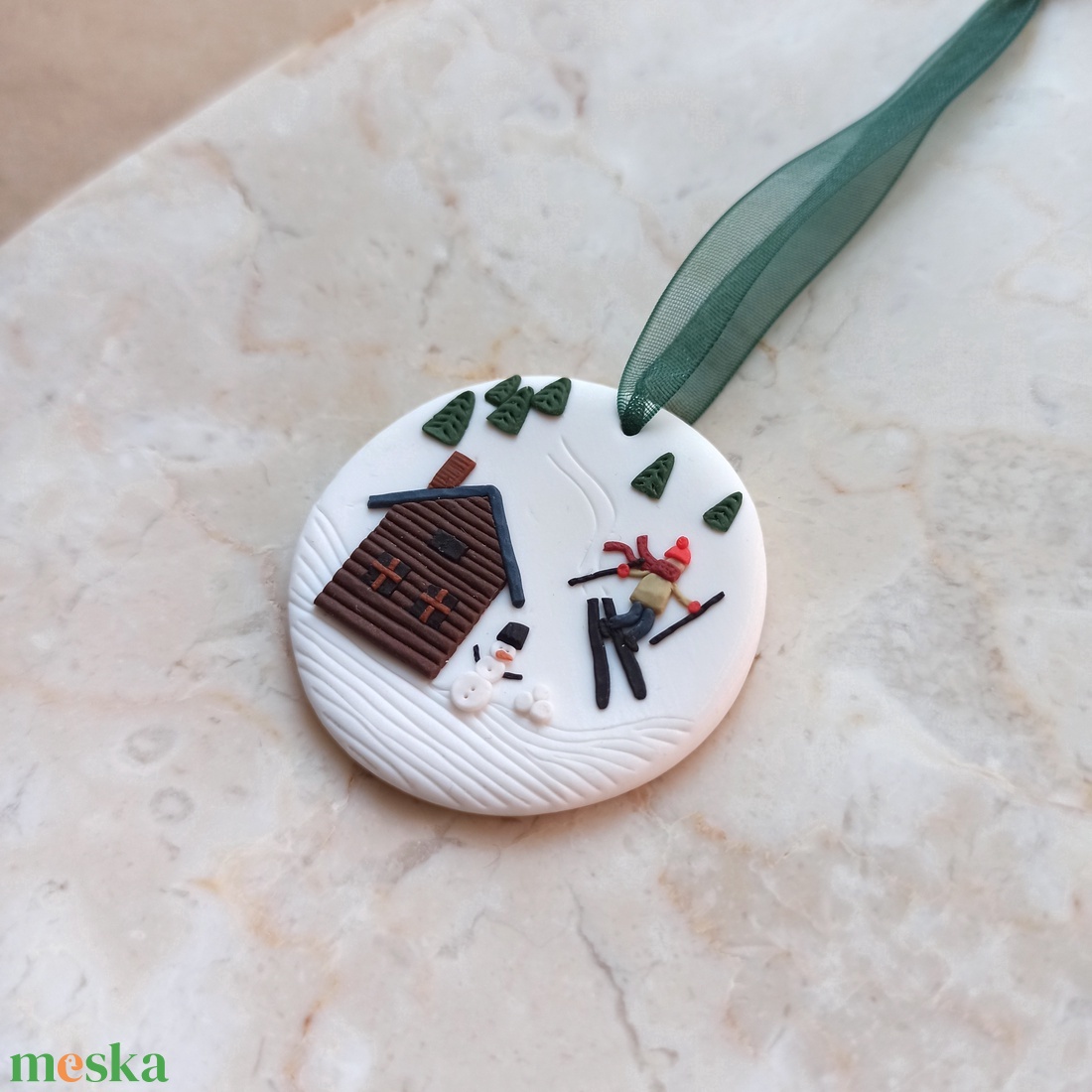 Gyurma karácsonyfadísz - téli táj - karácsony - karácsonyi lakásdekoráció - karácsonyfadíszek - Meska.hu