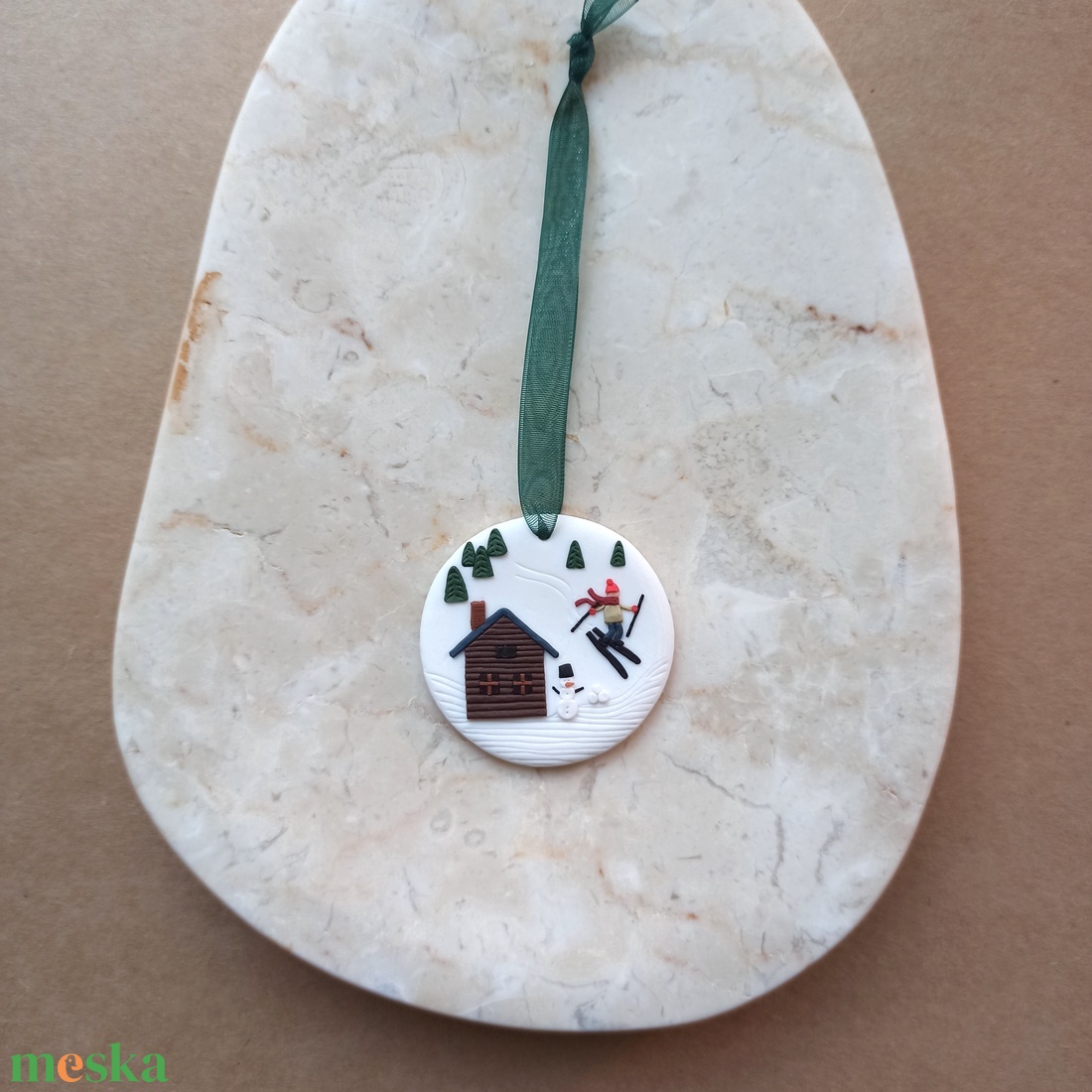 Gyurma karácsonyfadísz - téli táj - karácsony - karácsonyi lakásdekoráció - karácsonyfadíszek - Meska.hu