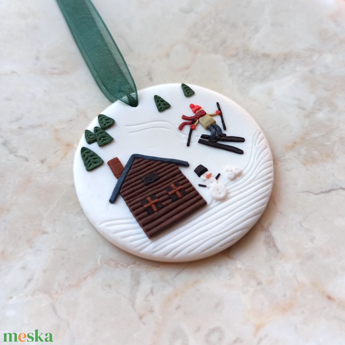 Gyurma karácsonyfadísz - téli táj - karácsony - karácsonyi lakásdekoráció - karácsonyfadíszek - Meska.hu