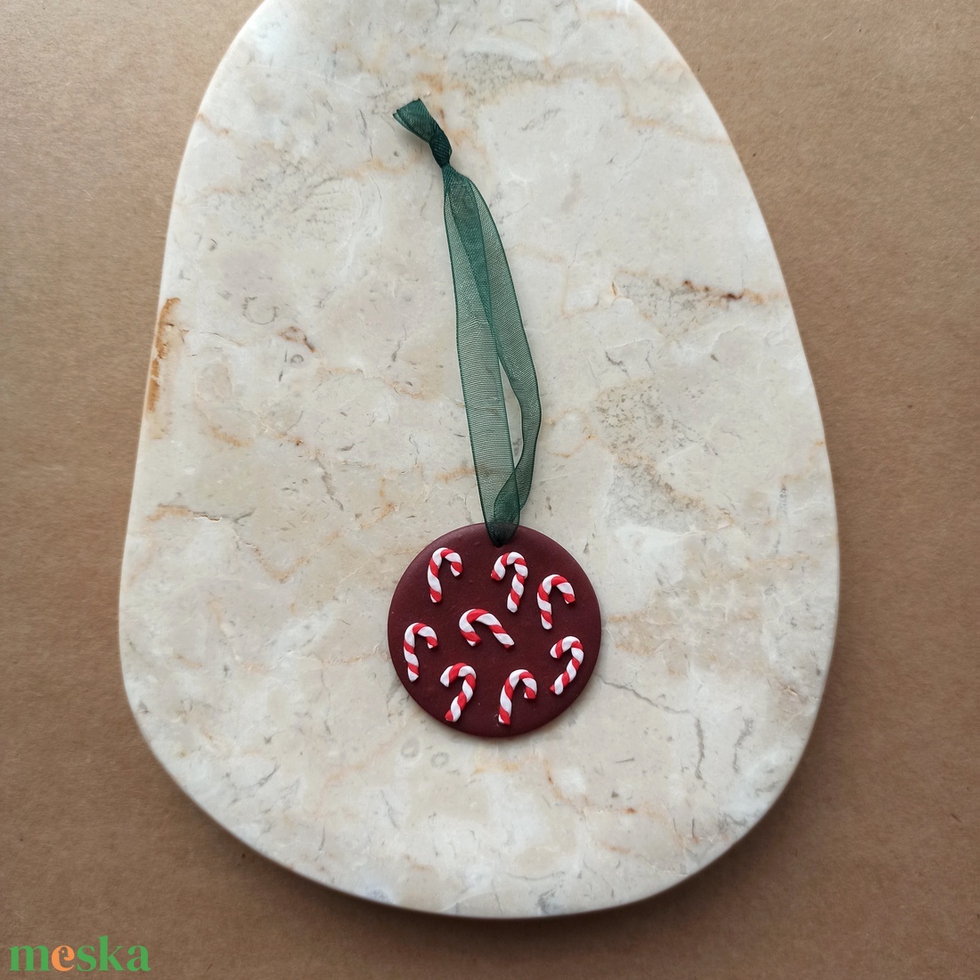 Gyurma karácsonyfadísz - candy cane - karácsony - karácsonyi lakásdekoráció - karácsonyfadíszek - Meska.hu