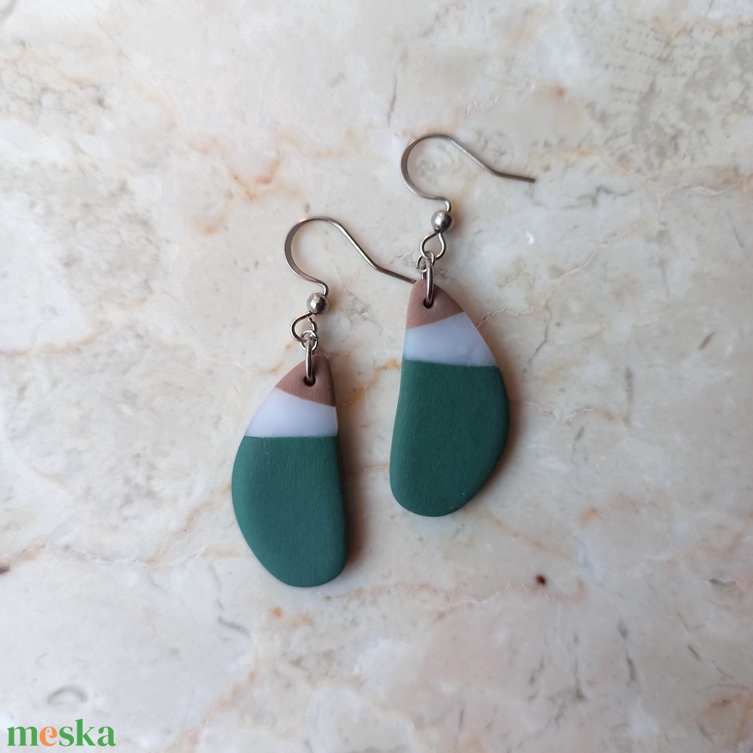 Csepp alakú gyurma fülbevaló - ékszer - fülbevaló - lógó fülbevaló - Meska.hu