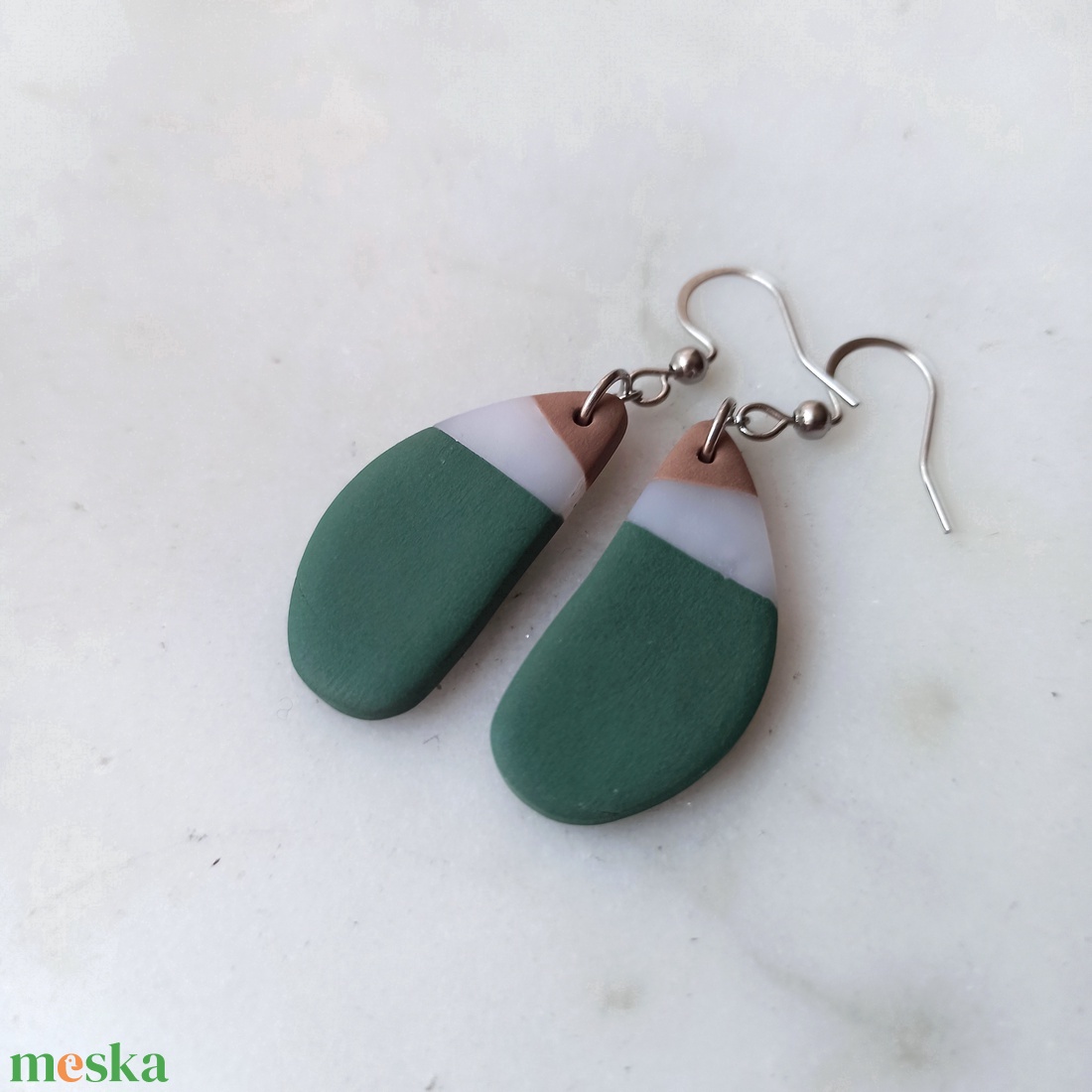 Csepp alakú gyurma fülbevaló - ékszer - fülbevaló - lógó fülbevaló - Meska.hu