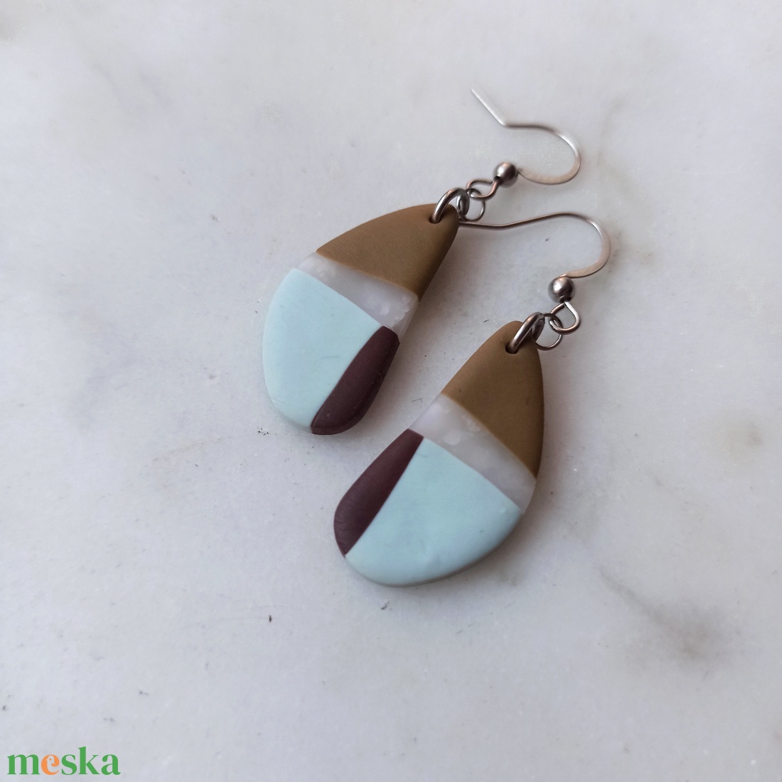 Csepp alakú gyurma fülbevaló - ékszer - fülbevaló - lógó fülbevaló - Meska.hu