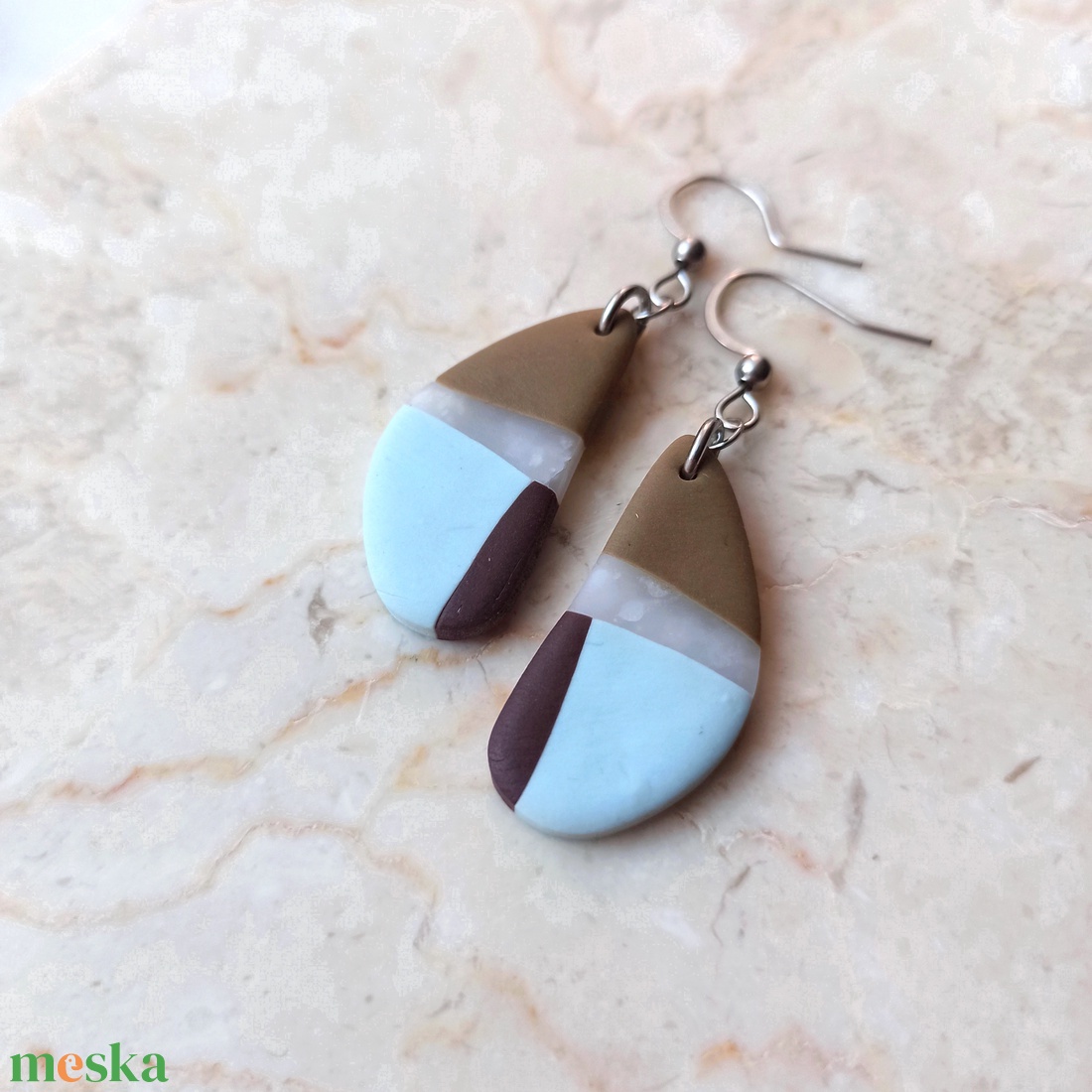 Csepp alakú gyurma fülbevaló - ékszer - fülbevaló - lógó fülbevaló - Meska.hu