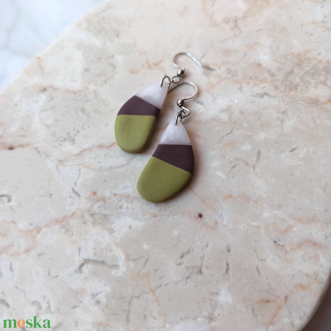 Csepp alakú gyurma fülbevaló - ékszer - fülbevaló - lógó fülbevaló - Meska.hu