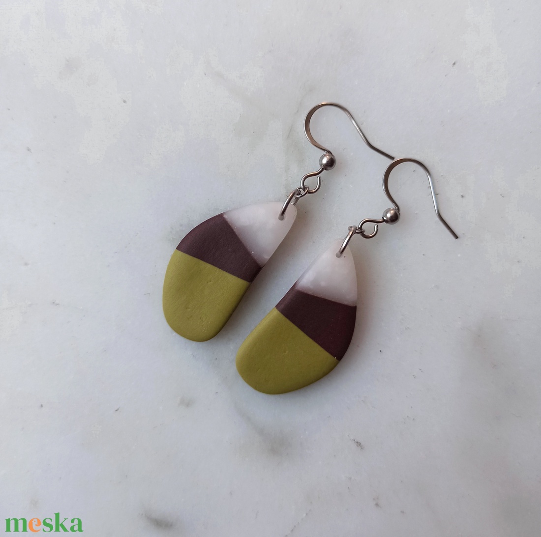 Csepp alakú gyurma fülbevaló - ékszer - fülbevaló - lógó fülbevaló - Meska.hu