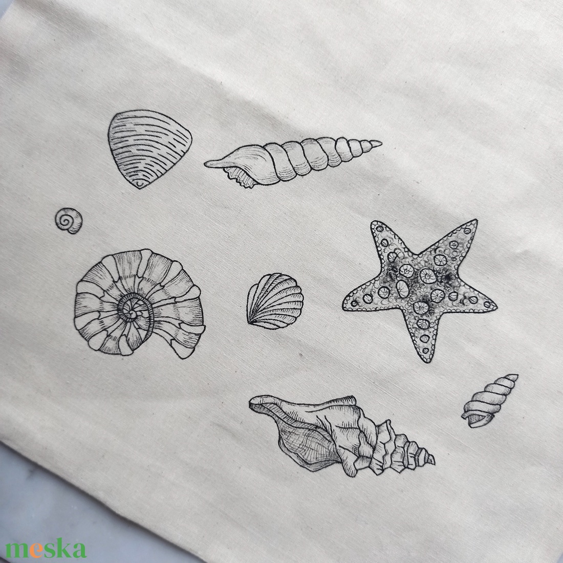 Festett vászontáska - tenger - táska & tok - bevásárlás & shopper táska - shopper, textiltáska, szatyor - Meska.hu