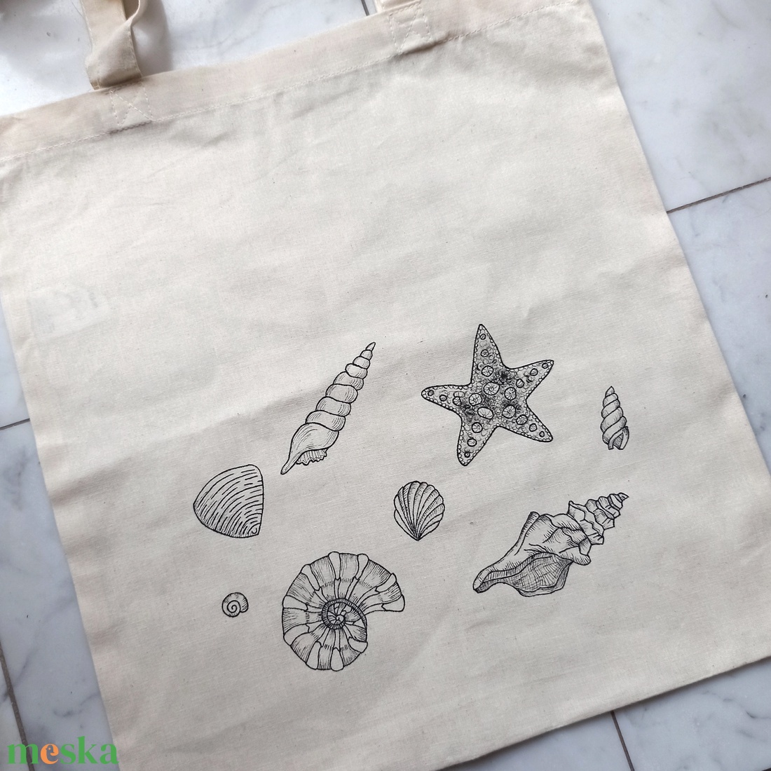 Festett vászontáska - tenger - táska & tok - bevásárlás & shopper táska - shopper, textiltáska, szatyor - Meska.hu