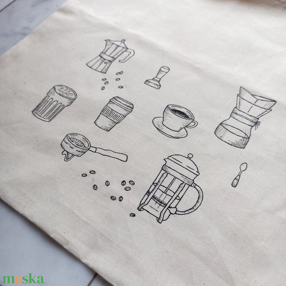 Festett vászontáska - kávé - táska & tok - bevásárlás & shopper táska - shopper, textiltáska, szatyor - Meska.hu