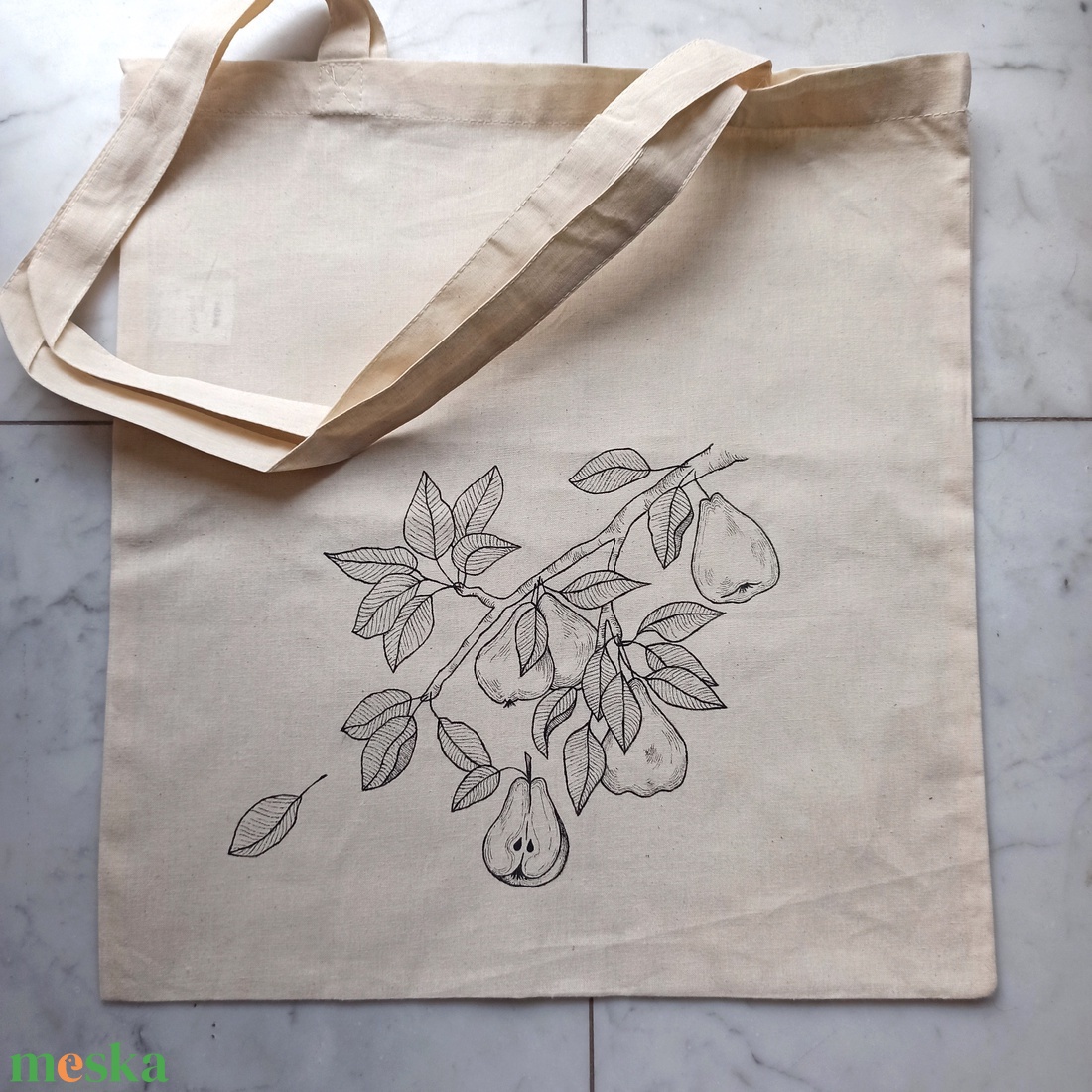 Festett vászontáska - körtefa - táska & tok - bevásárlás & shopper táska - shopper, textiltáska, szatyor - Meska.hu