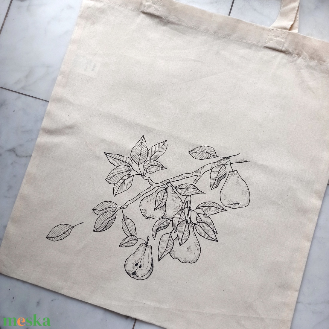 Festett vászontáska - körtefa - táska & tok - bevásárlás & shopper táska - shopper, textiltáska, szatyor - Meska.hu