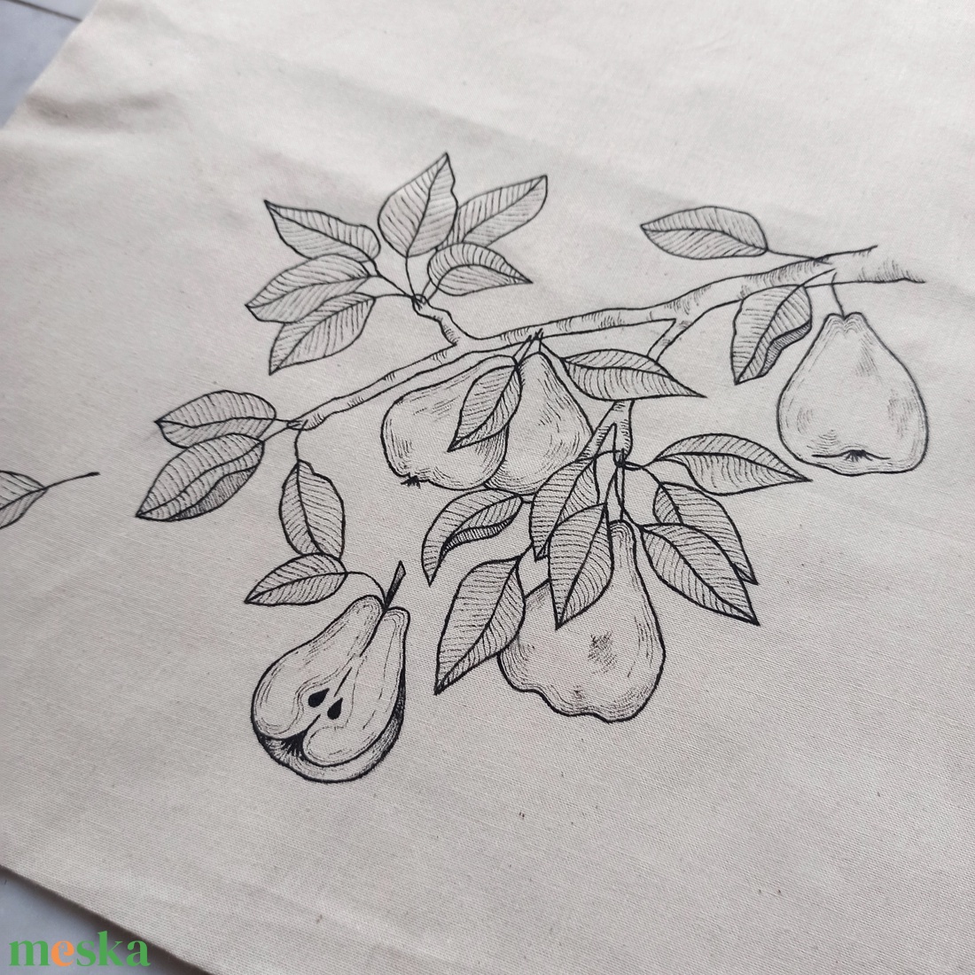 Festett vászontáska - körtefa - táska & tok - bevásárlás & shopper táska - shopper, textiltáska, szatyor - Meska.hu