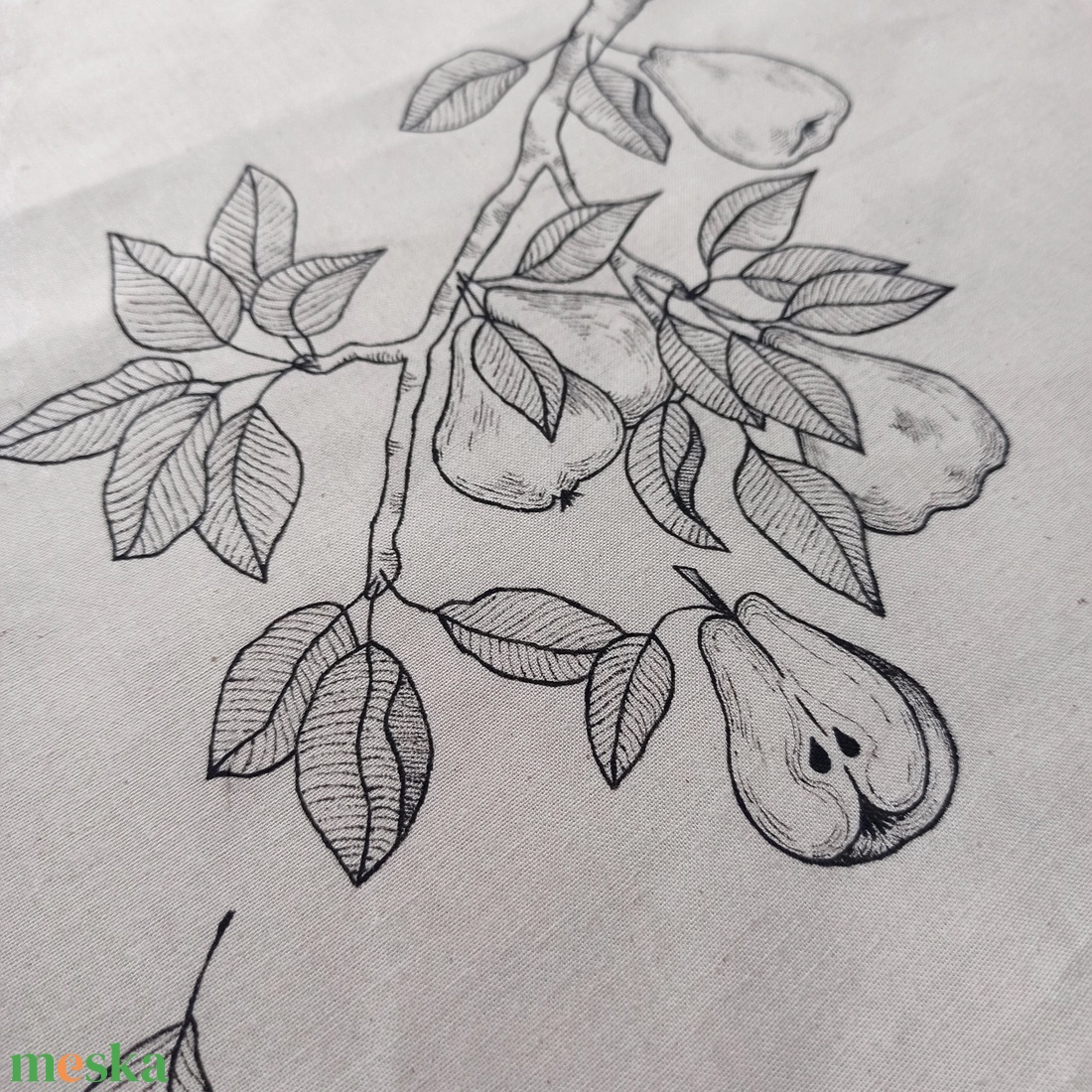 Festett vászontáska - körtefa - táska & tok - bevásárlás & shopper táska - shopper, textiltáska, szatyor - Meska.hu