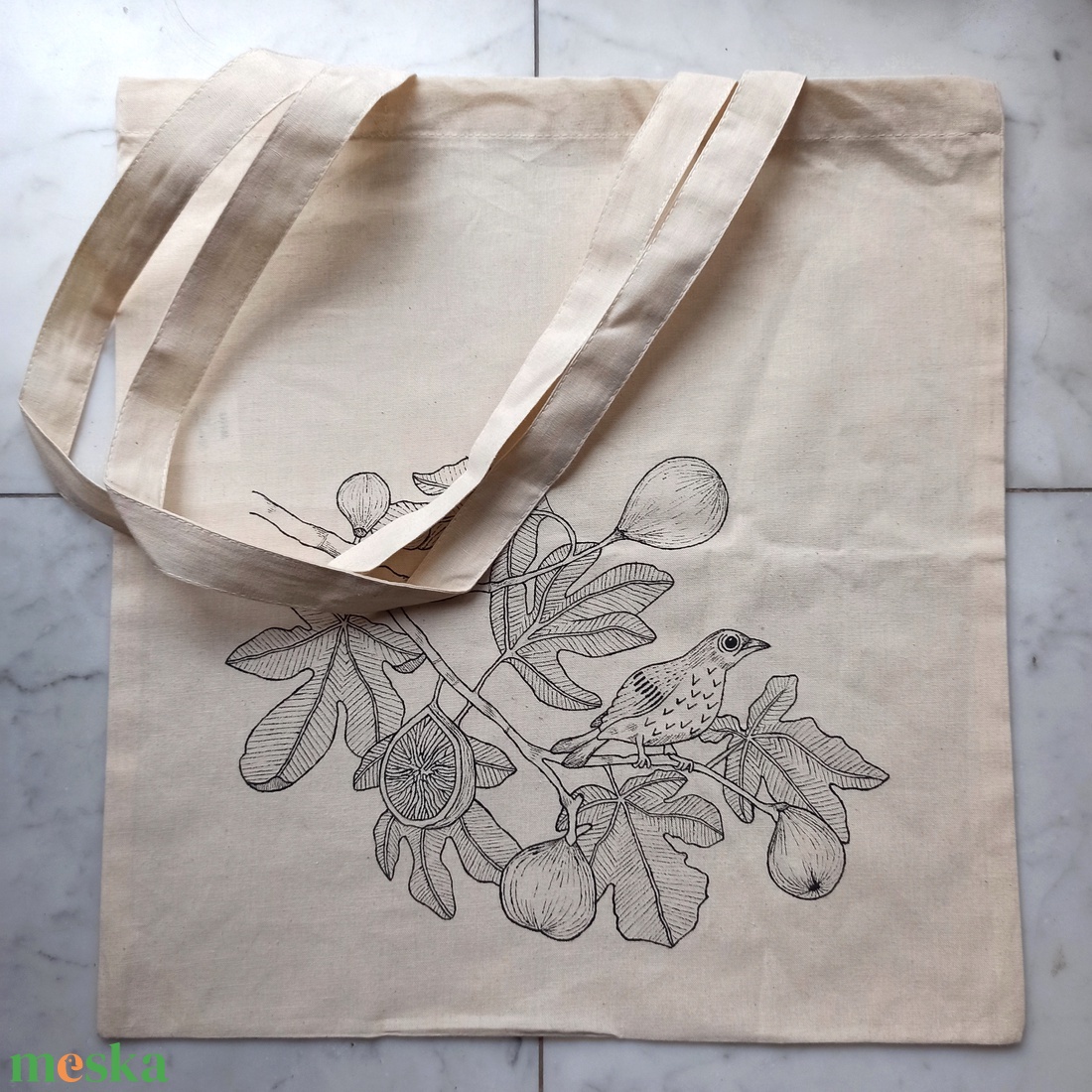 Festett vászontáska - fügefa - táska & tok - bevásárlás & shopper táska - shopper, textiltáska, szatyor - Meska.hu