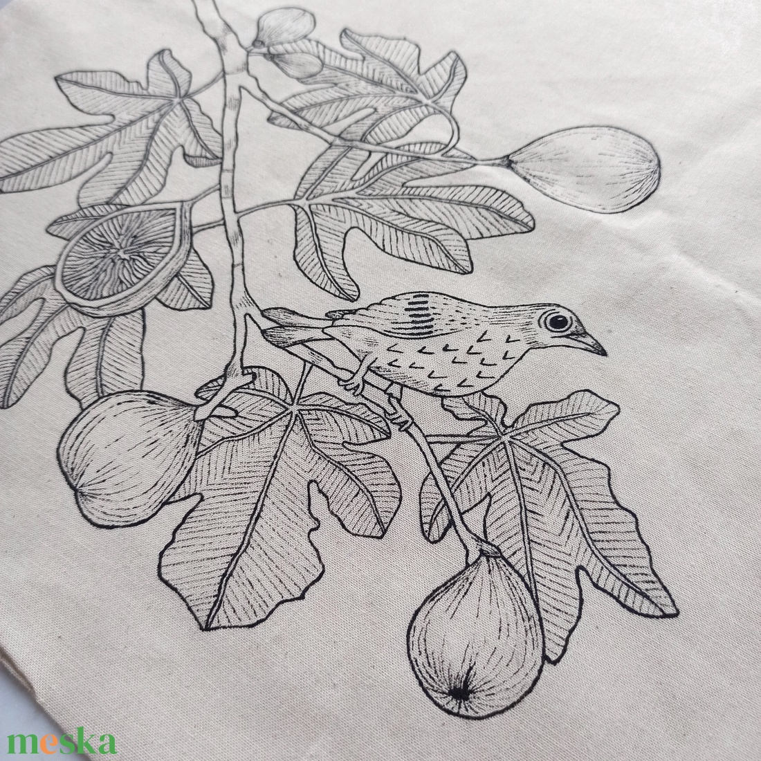 Festett vászontáska - fügefa - táska & tok - bevásárlás & shopper táska - shopper, textiltáska, szatyor - Meska.hu