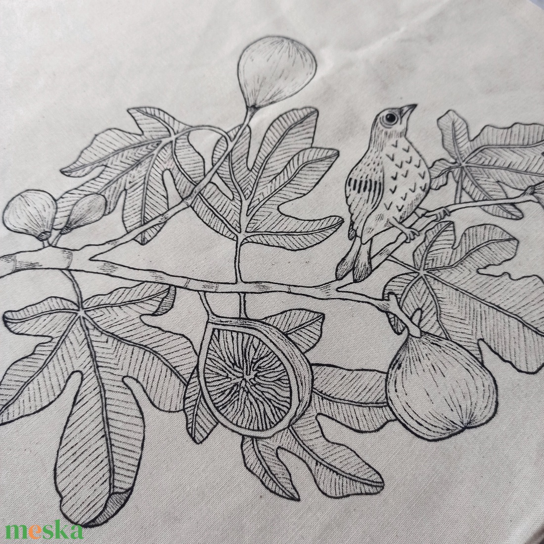 Festett vászontáska - fügefa - táska & tok - bevásárlás & shopper táska - shopper, textiltáska, szatyor - Meska.hu