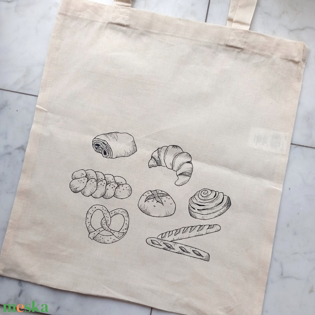 Festett vászontáska - pékség - táska & tok - bevásárlás & shopper táska - shopper, textiltáska, szatyor - Meska.hu