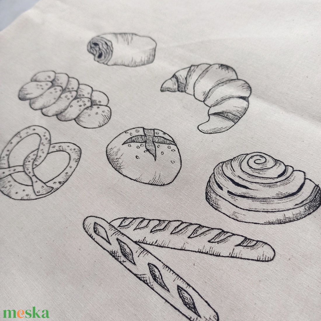 Festett vászontáska - pékség - táska & tok - bevásárlás & shopper táska - shopper, textiltáska, szatyor - Meska.hu