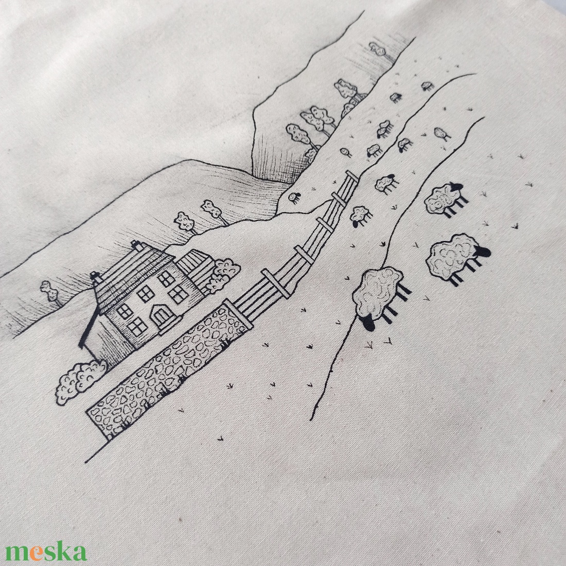 Festett vászontáska - legelő - táska & tok - bevásárlás & shopper táska - shopper, textiltáska, szatyor - Meska.hu