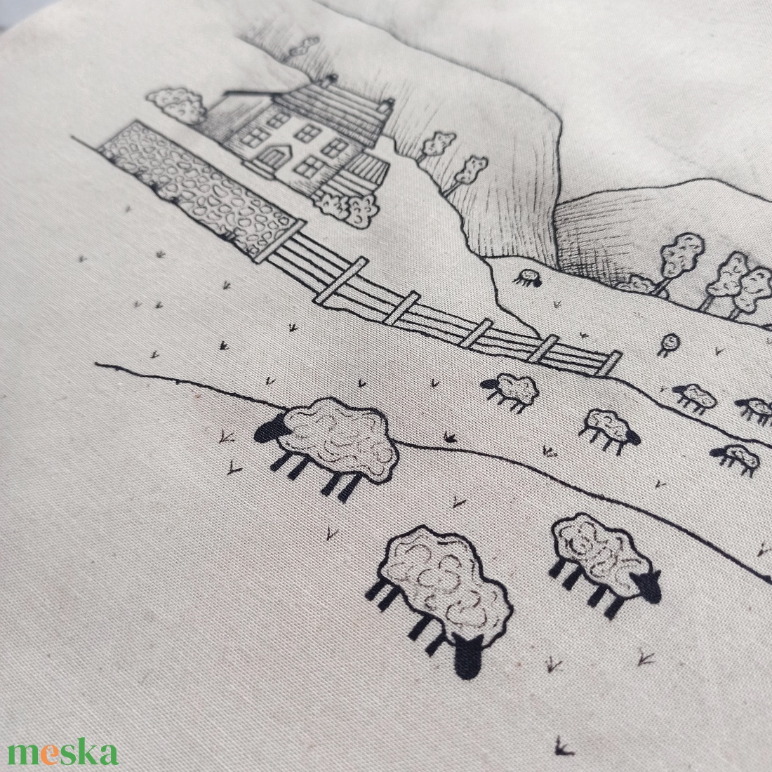 Festett vászontáska - legelő - táska & tok - bevásárlás & shopper táska - shopper, textiltáska, szatyor - Meska.hu