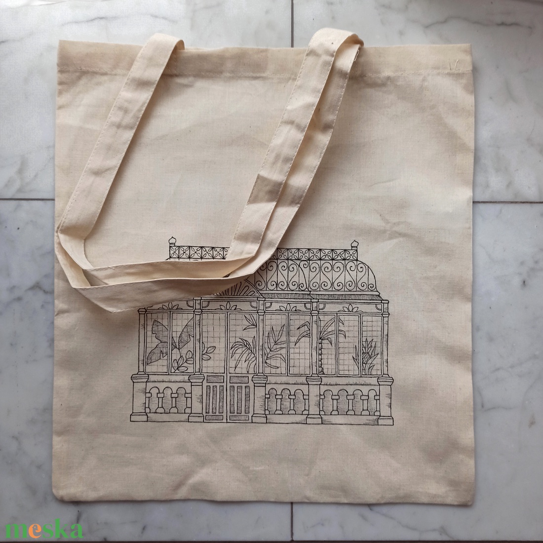 Festett vászontáska - üvegház - táska & tok - bevásárlás & shopper táska - shopper, textiltáska, szatyor - Meska.hu