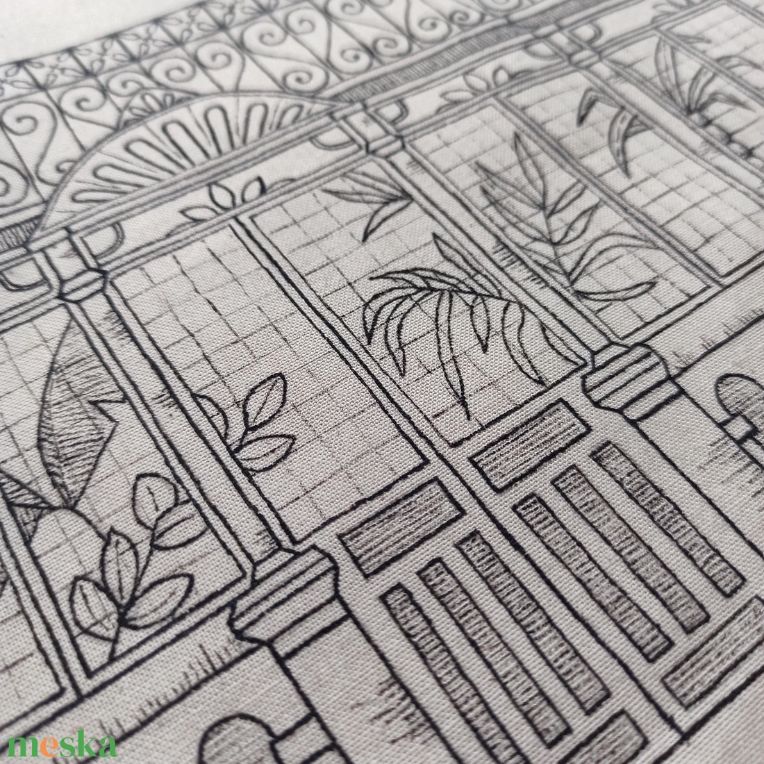 Festett vászontáska - üvegház - táska & tok - bevásárlás & shopper táska - shopper, textiltáska, szatyor - Meska.hu