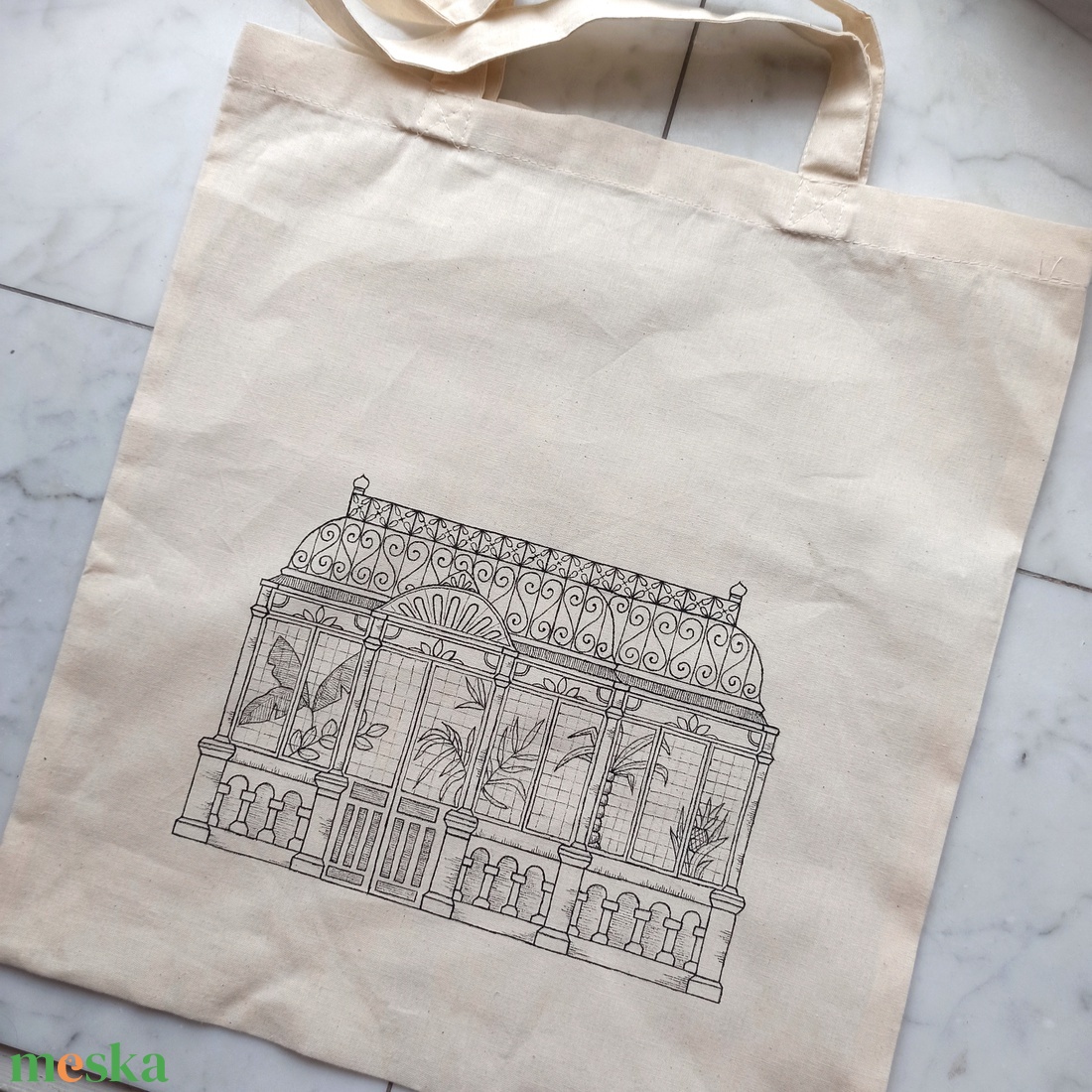 Festett vászontáska - üvegház - táska & tok - bevásárlás & shopper táska - shopper, textiltáska, szatyor - Meska.hu