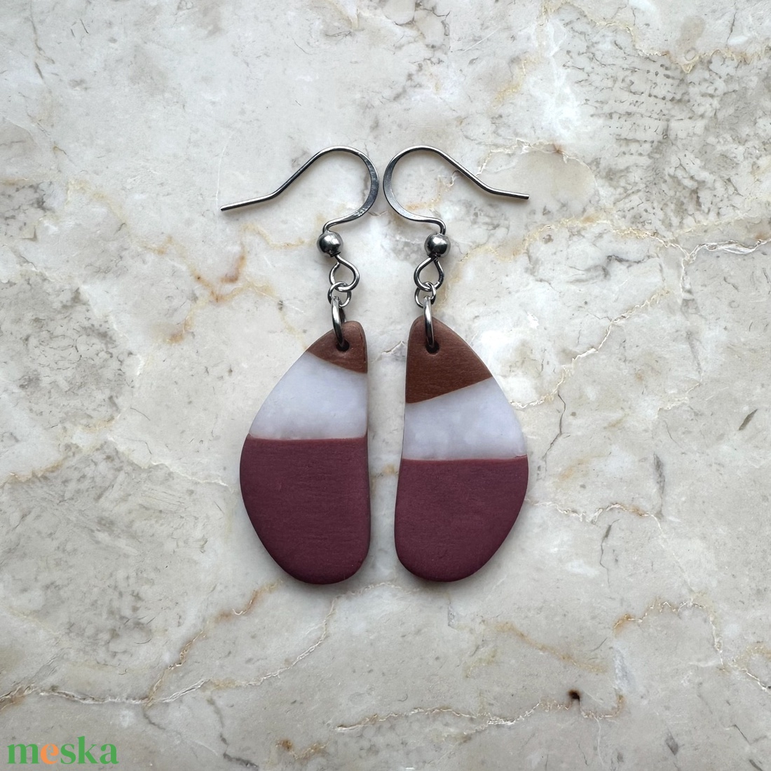 Csepp alakú gyurma fülbevaló - ékszer - fülbevaló - lógó fülbevaló - Meska.hu